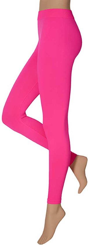 Morethansocks - Dames party leggings 200 denier - Fluor Rose - Maat XXL - Gekleurde legging - Neon legging - Dames legging - Carnaval - Feeskleding