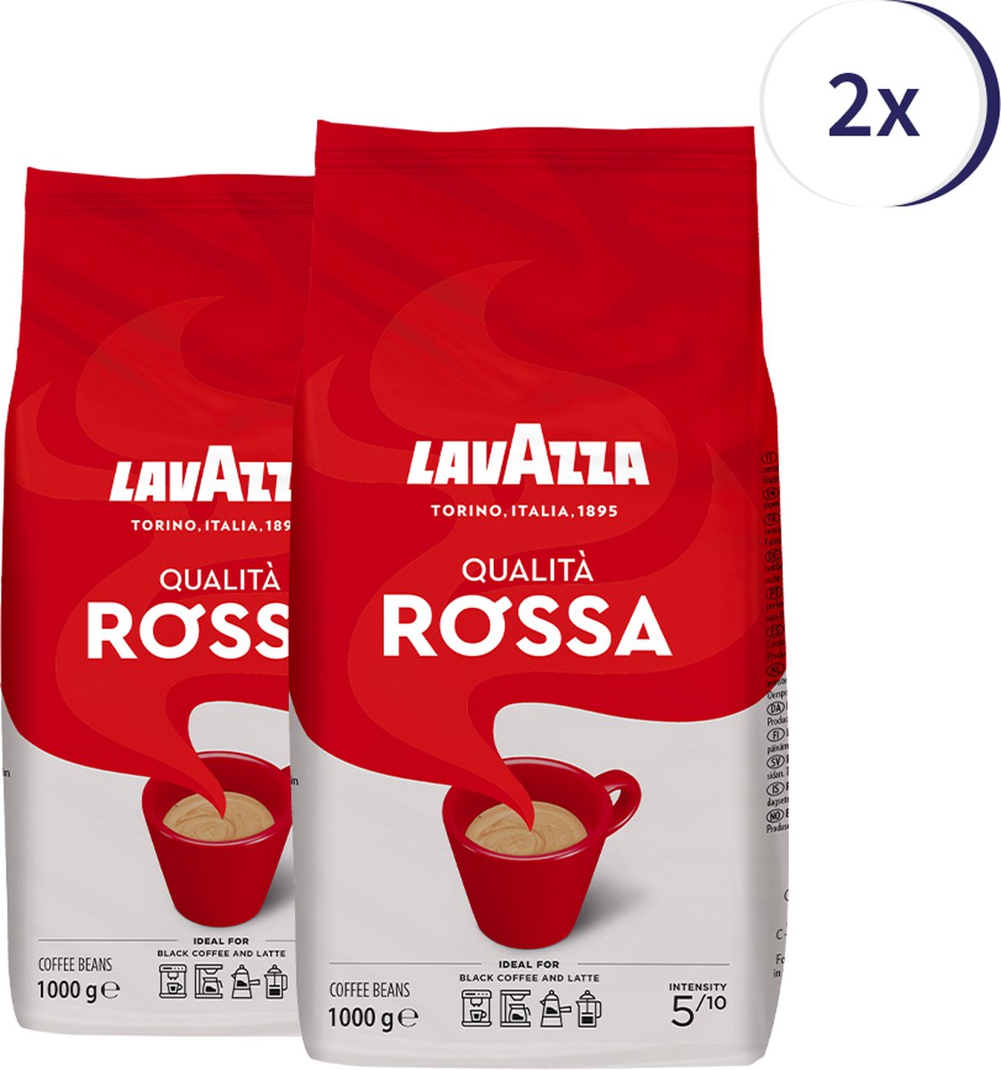Lavazza Qualita Rossa koffiebonen 1kg x2