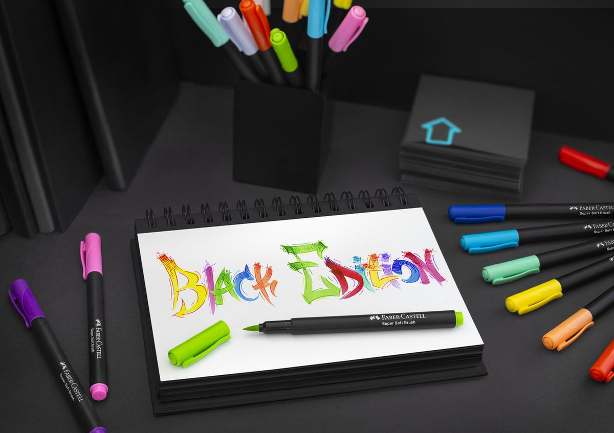 Faber-Castell brushpennen - Black edition - 20 kleuren in karton etui - FC-116452 — afbeelding 4