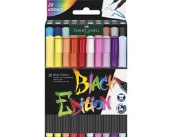 foto van Faber-Castell brushpennen - Black edition - 20 kleuren in karton etui - FC-116452