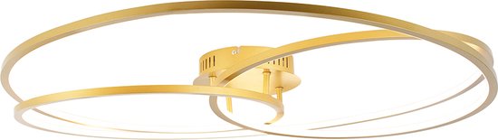 QAZQA rowin - Plafonnier Design LED Dimmable avec Variateur - 1 lumière - Ø 78,5 cm - Or/ laiton - Salon | Chambre à coucher | Cuisine
