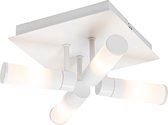 QAZQA bath - Plafonnier moderne - 4 lumières - L 23 cm - Wit - Éclairage extérieur