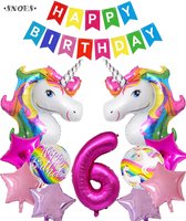 Snoes Helium Ballonnen Set 6 Jaar - Verjaardag Versiering - Folieballonnen - Happy Birthday Slinger