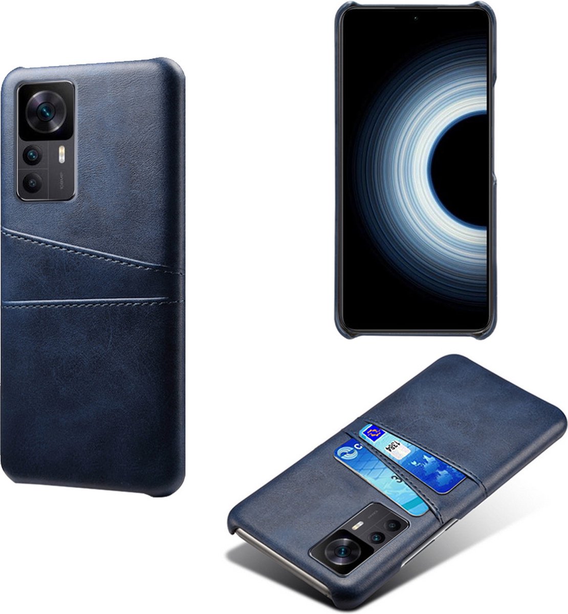 Backcover met Opbergvakjes + PMMA Screenprotector voor Xiaomi 12T / 12T Pro _ Blauw