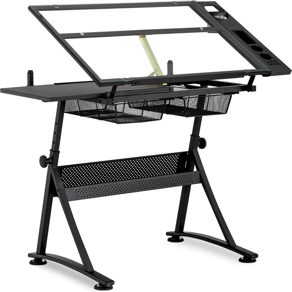 Tekentafel - 120 x 60 x 90 cm - kantelbaar - glazen blad - Fromm & Starck