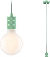 Hanglamp retro Tilla - E27 - metaal - textielkabel - lichtgroen