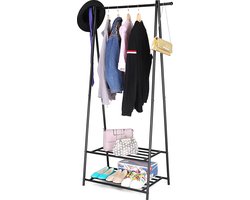 MIRA Home - Kledingrek - Kledingstang - Metaal - Zwart - 64x41x155