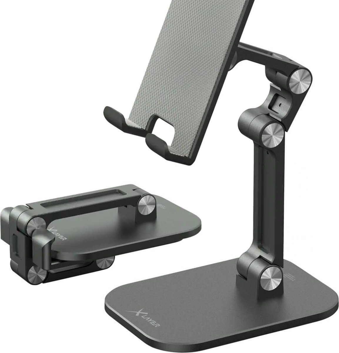 XLayer opvouwbare smartphone standaard - Lichtgewicht aluminium - Standaard voor smartphone, tablet of eReader - Spacegrijs