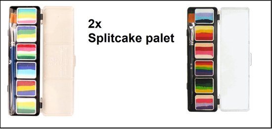 Foto: 2x splitcake pallet 6x6 gram incl penseel 1x palet a en 1x pallet b themaparty festival thema feest party fun