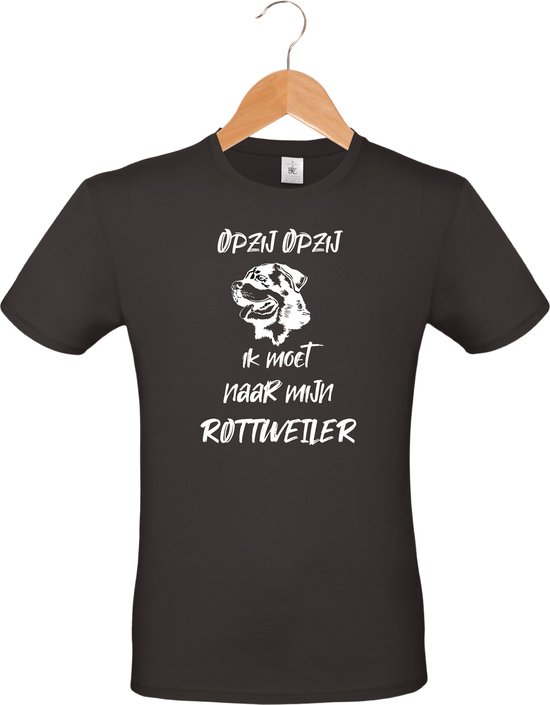 mijncadeautje - T-shirt unisex - zwart - Opzij Opzij ik moet naar mijn : Rottweiler - maat S