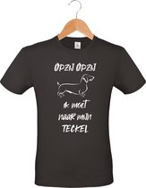 mijncadeautje - T-shirt unisex - zwart - Opzij Opzij ik moet naar mijn : Teckel - maat 3 XL