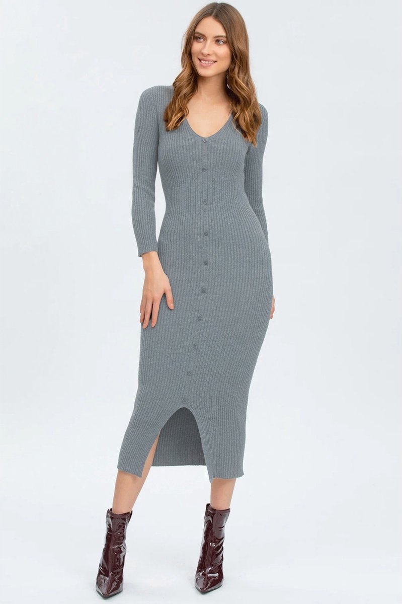 PIETRO Brunelli DRESS BELLA DRESS THREE-QUARTER SLEEVE LIGHT GREY L