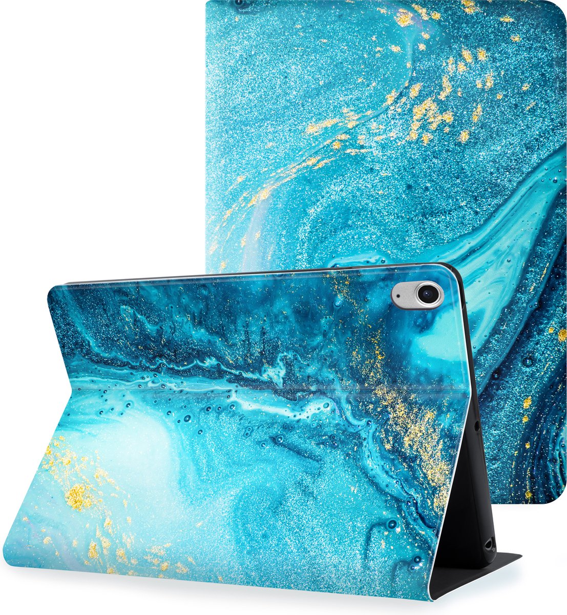 iPad Air 2022 / iPad Air 2020 hoes (Air 4 / 5) iPad 10.9 inch hoes - Smart Book Case - Blauw Marmer