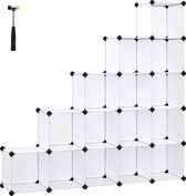 16 Cube Shelf System, schoenenrek, doe-het-zelf kubusplank, stapelbaar, PP-kunststof, kledingkast, scheidingswand, voor slaapkamer, kantoor