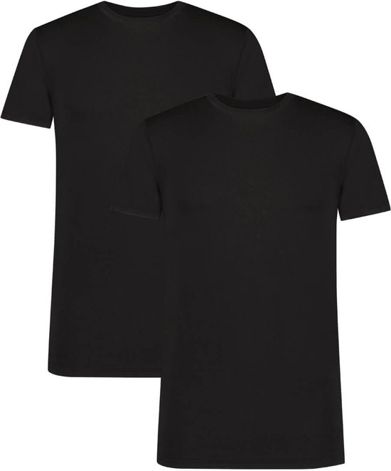 Confortable et doux et soyeux Bamboo Basics Ray - T- Shirts en Bamboe col rond (Multipack 2 pièces) Homme - Manches courtes - Zwart - L