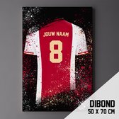 Ajax Voetbal - Poster - Schilderij - Shirt Op Dibond 50 x 70 cm + ophangsysteem (gepersonaliseerd, naam + nummer)