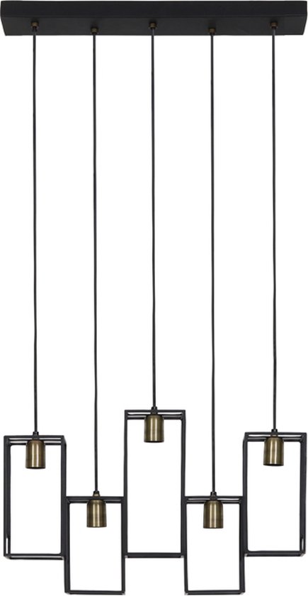 Light & Living Hanglamp Marley - Zwart - 60x15x57cm - 5L - Luxe - Hanglampen Eetkamer, Slaapkamer, Woonkamer