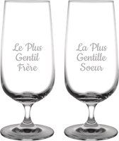Bierglas op voet gegraveerd - 41cl - Le Plus Gentil Frère & La Plus Gentille Soeur