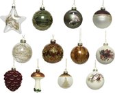 Decoris Luxe kerstballen mix glas assorti van natuur tinten