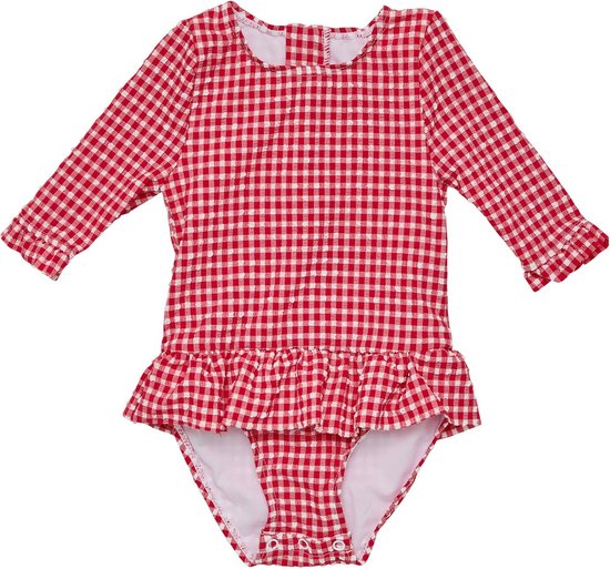 Snapper Rock - UV Zwempak voor baby's en meisjes - Lange mouw - Picnic Party - Rood - maat 2 (76-88cm)