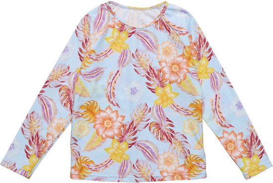 Snapper Rock - UV Rash top voor meisjes - Lange mouw - Boho Tropical - Blauw - maat 16 (156-163cm)