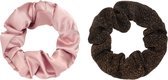 Yehwang | Scrunchie | 2 stuks | Roze | Bruin | Kinderen | Tiener | Dames | Haaraccesoires | Cadeau voor haar Moederdag