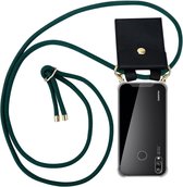 Cadorabo Hoesje geschikt voor Huawei P20 LITE 2018 / NOVA 3E in LEGER GROEN - Silicone Mobiele telefoon ketting beschermhoes met gouden ringen, koordriem en afneembare etui