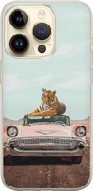 Hoesje geschikt voor iPhone 14 Pro - Chill tijger - Soft Case - TPU - Print - Blauw - ELLECHIQ