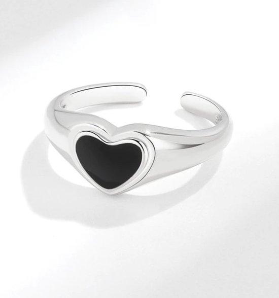 Ring dames | stainless steel dames ring | plated zilverkleurig | hartjes ring | zegelring met hart | one size ring| verstelbare ring | cadeau voor vrouw | vriendschapsring | valentijn | valentijnscadeautje