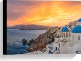 Canvas - Zonsondergang op het Griekse eiland Santorini - 40x30 cm Foto op Canvas Schilderij (Wanddecoratie op Canvas)