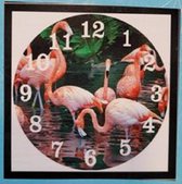 Diamond Painting klok - Klok om te painten - Flamingo's