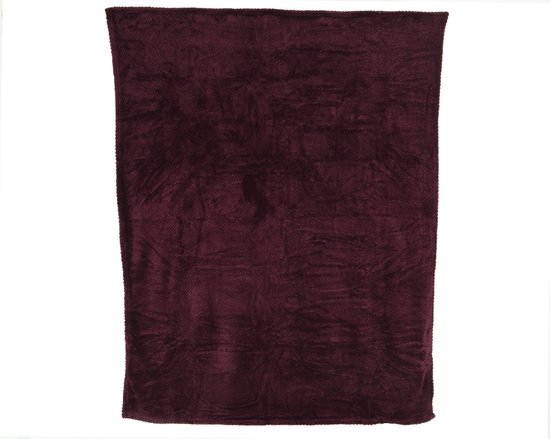 Plaids - Throw Polyester Flannel Diamond Burgundy L130 W170 H0.80cm