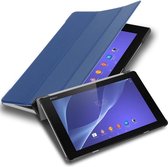 Cadorabo Tablet Hoesje voor Sony Xperia Tablet Z2 (10.1 inch) in JERSEY DONKER BLAUW - Ultra dun beschermend geval met automatische Wake Up en Stand functie Book Case Cover Etui