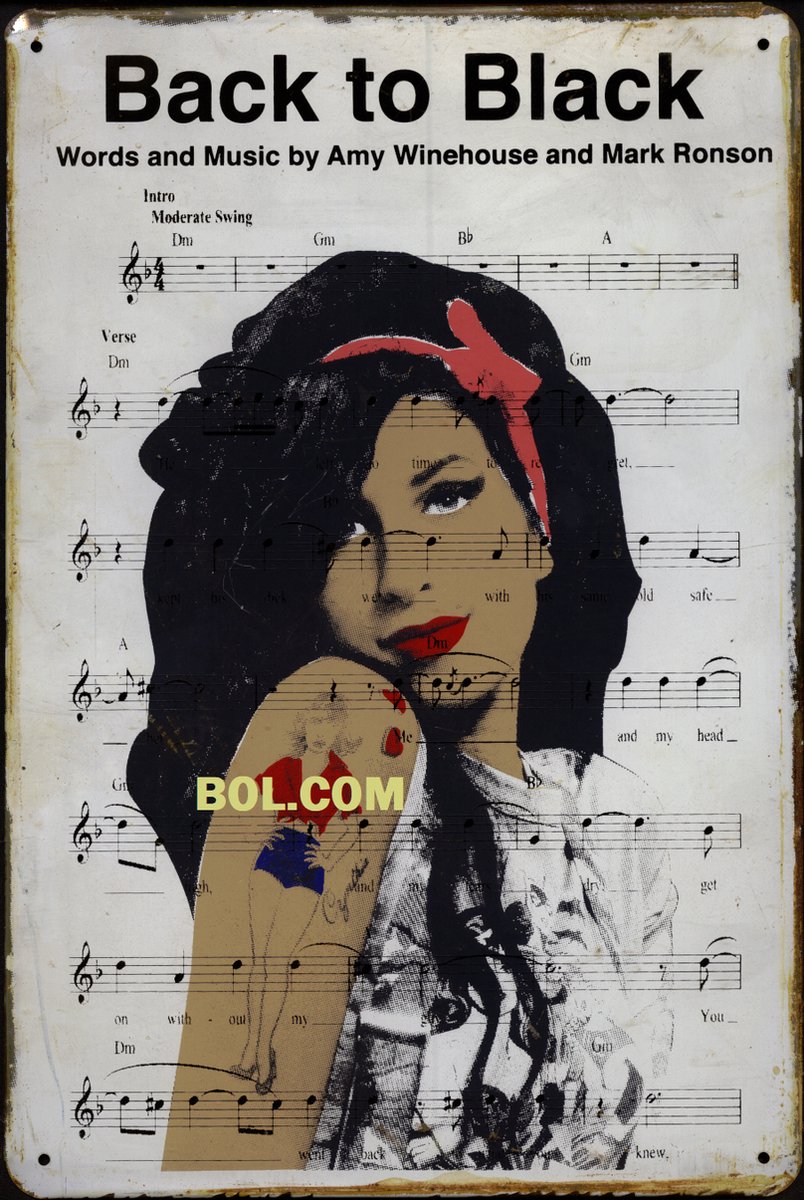 AMY WINEHOUSE METALEN WANDBORD 20X30 CM, MUURPLAAT - VINTAGE - RETRO - HORECA- BORD-WANDDECORATIE -TEKSTBORD - DECORATIEBORD - RECLAMEPLAAT - WANDPLAAT - NOSTALGIE -CAFE- BAR -MANCAVE- KROEG- MAN CAVE