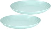 Set de 2x assiettes rondes en plastique vert 25 cm - Réutilisable - Assiette plate - Assiette barbecue - Assiette camping