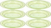 6x Groen plastic borden/bordjes 20 cm - Kunststof servies  - Koken en tafelen - Camping servies - Ontbijtbordje kinderen