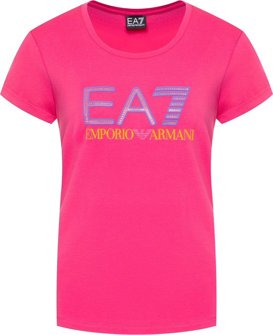 Afgeschaft Poort Correct Emporio Armani - T-shirt - dames - EA7 - roze met blauw logo print - XS |  bol.com