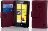 Cadorabo Hoesje voor Nokia Lumia 520 / 521 in BORDEAUX PAARS - Beschermhoes van getextureerd kunstleder en kaartvakje Book Case Cover Etui