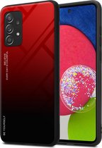 Cadorabo Hoesje geschikt voor Samsung Galaxy A52 (4G / 5G) / A52s in ROOD - ZWART - Tweekleurige beschermhoes van TPU-silicone Case Cover en achterzijde van gehard glas