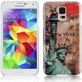 Cadorabo Hoesje geschikt voor Samsung Galaxy S5 / S5 NEO met NEW YORK - VRIJHEIDSBEELD opdruk - Hard Case Cover beschermhoes in trendy design