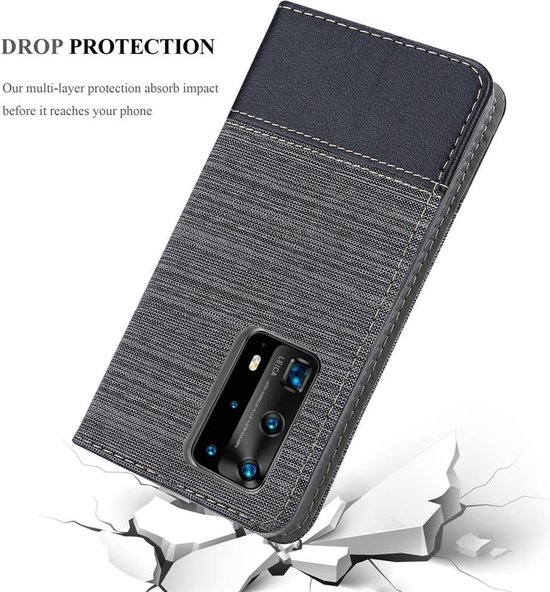 Cadorabo Hoesje geschikt voor Huawei P40 PRO / P40 PRO+ in GRIJS ZWART - Beschermhoes met magnetische sluiting, standfunctie en kaartvakje Book Case Cover Etui