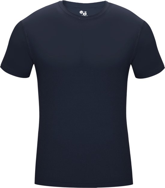 BADGER SPORT - Shirt Met Korte Mouwen - Pro Compression - Diverse Sporten - Volwassenen - Polyester/Elastaan - Heren - Ronde Hals - Ondershirt - Zweet Afvoerend - Donkerblauw - X-Large