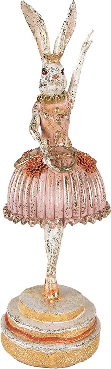 Beeld Konijn 11x11x35 cm Roze Beige Polyresin