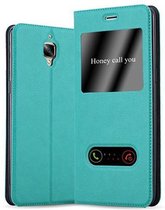 Cadorabo Hoesje voor OnePlus 3 / 3T in MUNT TURKOOIS - Beschermhoes met magnetische sluiting, standfunctie en 2 kijkvensters Book Case Cover Etui
