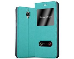 Cadorabo Hoesje geschikt voor OnePlus 3 / 3T in MUNT TURKOOIS - Beschermhoes met magnetische sluiting, standfunctie en 2 kijkvensters Book Case Cover Etui