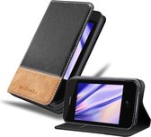 Cadorabo Hoesje geschikt voor Apple iPhone 4 / 4S in ZWART BRUIN - Beschermhoes met magnetische sluiting, standfunctie en kaartvakje Book Case Cover Etui