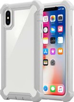 Cadorabo Hoesje geschikt voor Apple iPhone X / XS in BERK GRIJS - 2-in-1 beschermhoes met TPU siliconen rand en acrylglas achterkant