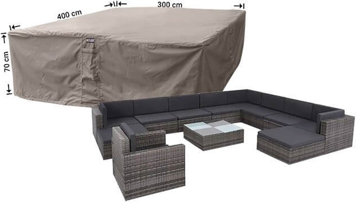 Raffles Covers loungesethoes - 400 x 300 H: 70 cm - RLS400300 - Waterdicht | Solution Dyed | UV-bestendig | Elastisch trekkoord | Airvents - Beschermhoes tuinmeubelen