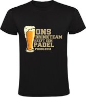 Padel drinkteam Heren T-shirt | sport | bier | zuipen | drank | kroeg | grappig | Zwart