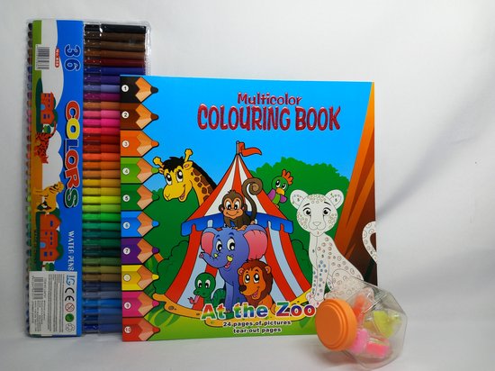 Kleurboek 29 x 29 cm - At the Zoo - Kleuren op nummer - 24 pagina's